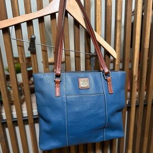 Dooney & Bourke Pebbled Grain Leather Lexington Blue Shopper Tote Shoulder Bag
